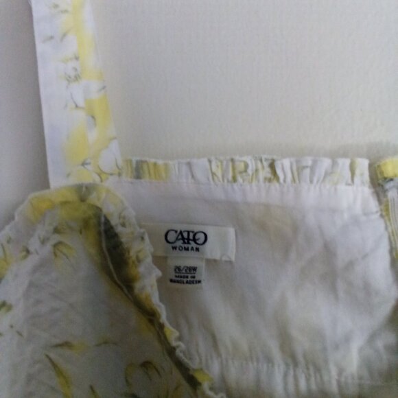 Cato Blouse Women 26 28 Sleeveless Tank Top Ruffle Feminine Yellow White - Picture 10 of 16